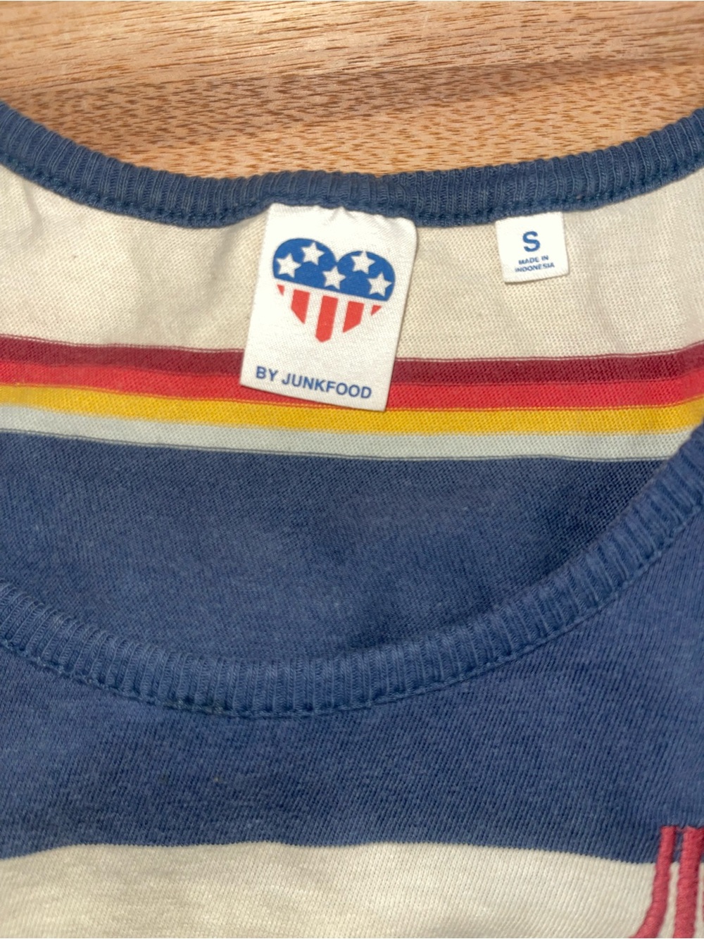 Junk Food Atari Striped Tank Top Size Small | Retro Graphic | Navy Cream - Picture 2 of 9